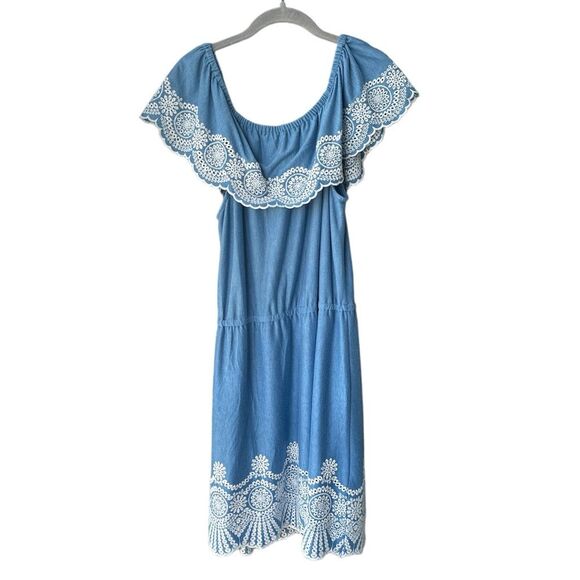 Fever Light Blue Off Shoulder Dress Size L - Picture 2 of 7